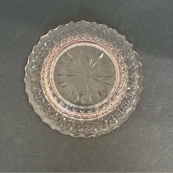 Jeanette Pink Depression Era Glass Holiday Buttons & Bows Butter Dish Base 6'' - Picture 3 of 5